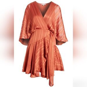 NWOT BTFL-Life Vonda Stripe Jacquard Long Sleeve Satin Mini dress